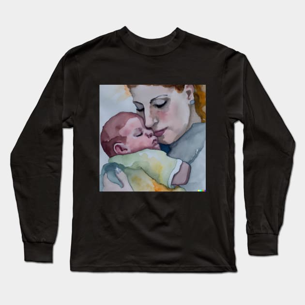 A mother and her baby Long Sleeve T-Shirt by Pieartscreation